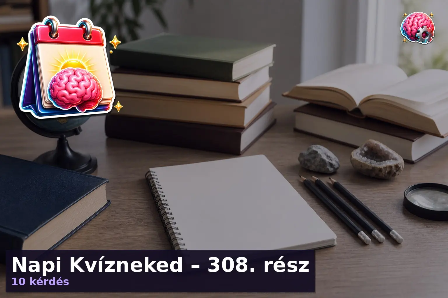Vegyes kvíz témái könyvekkel és jegyzettömbbel