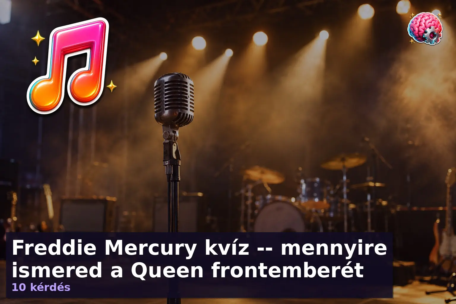 Freddie Mercury kvíz háttérkép egy koncertszínpaddal