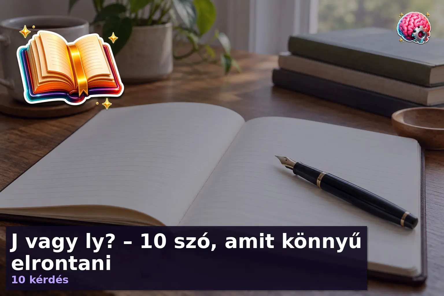 J vagy ly? – 10 szó, amit könnyű elrontani 1 J vagy ly kvíz illusztráció: nyitott jegyzetfüzet és töltőtoll az asztalon