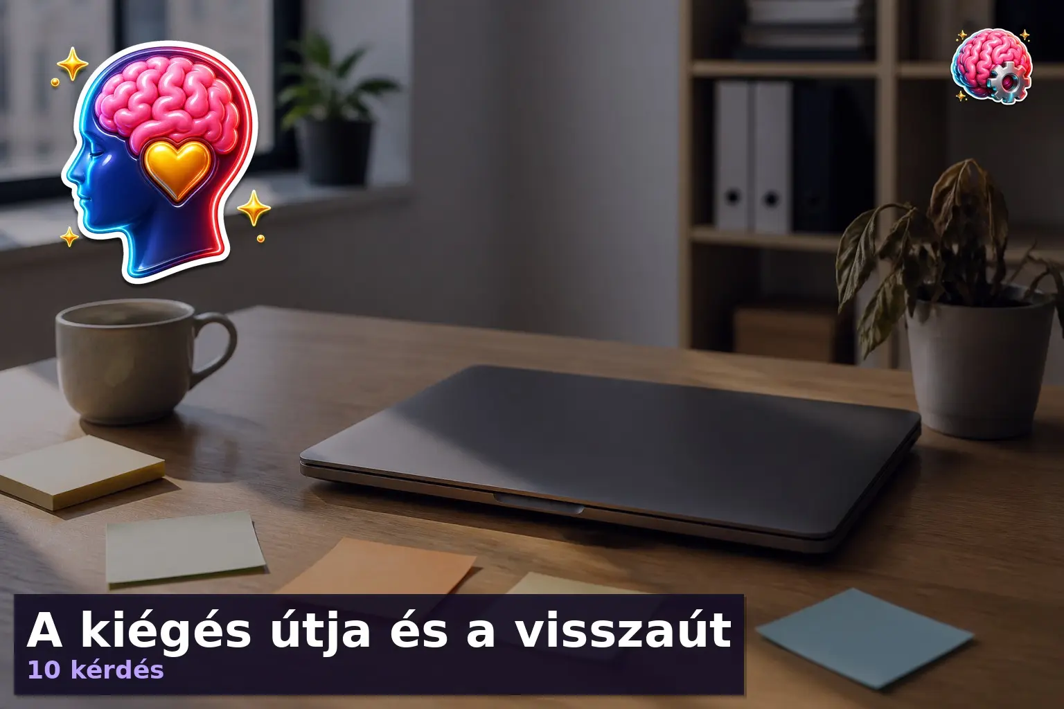 Kiégés kvíz témájú irodai asztal