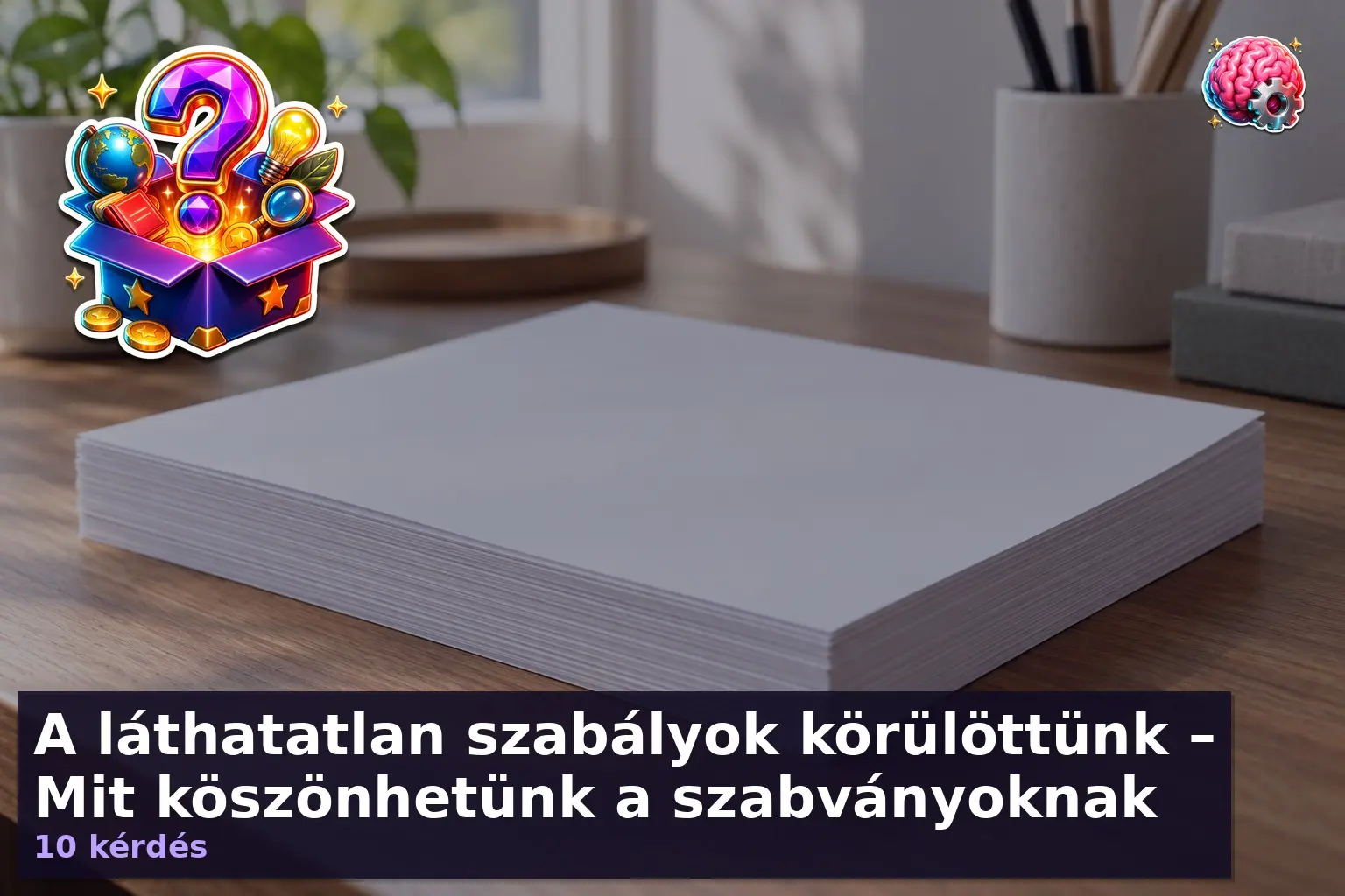 Szabványok kvíz illusztráció: rendezett A4-es papírköteg