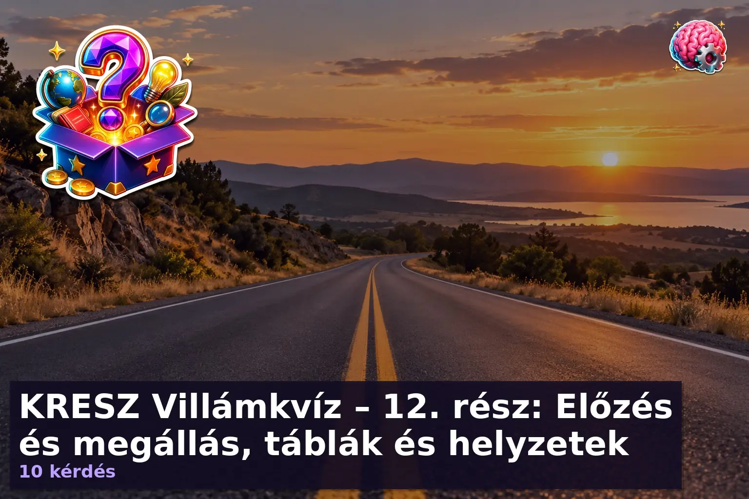 Üres országút a kresz villámkvíz 12. rész illusztrációjaként