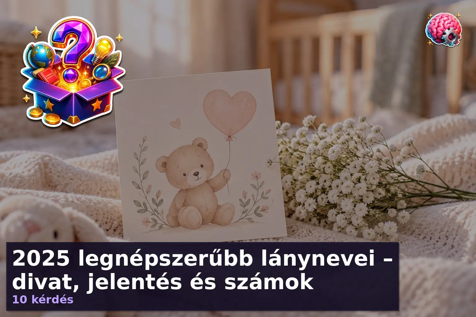 Legnépszerűbb lánynevek kvíz – pasztell babaértesítő kártya virágokkal