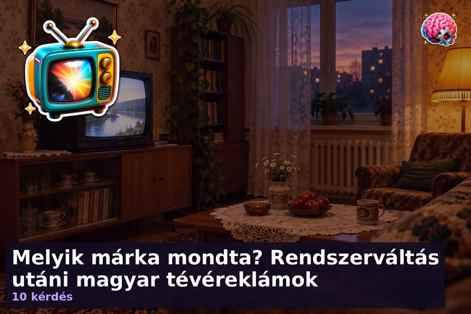 Régi magyar reklámok kvíz illusztráció retro televízióval
