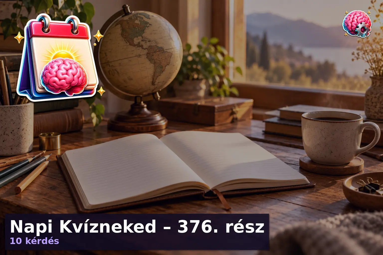 Napi Kvízneked – 376. rész 2 Napi kvíz 376. rész íróasztal glóbusszal és könyvekkel