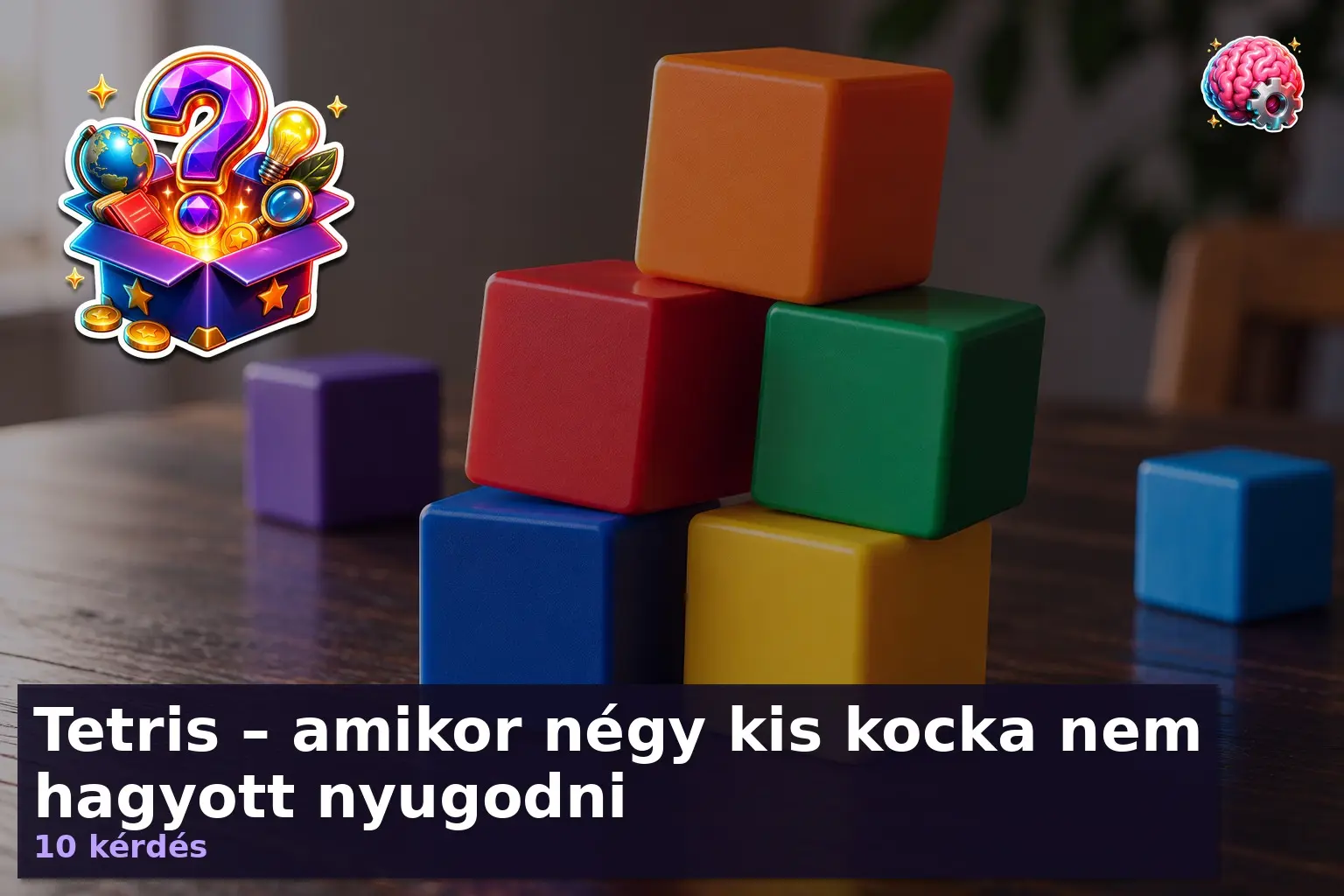 Tetris kvíz illusztráció színes kockaelemekkel