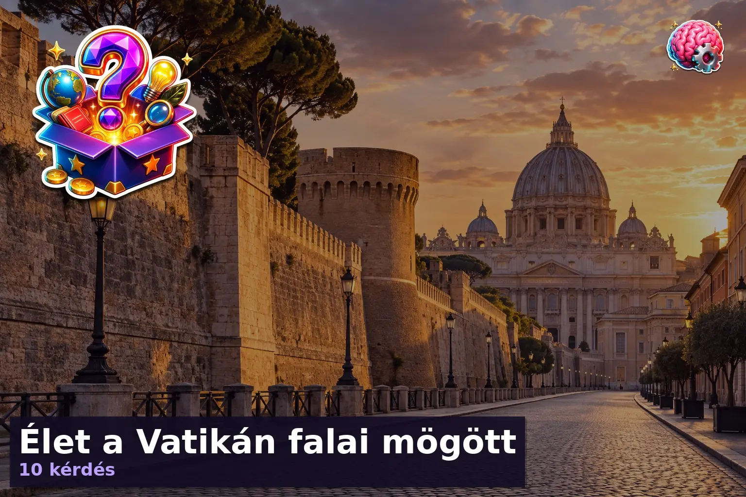 Élet a Vatikán falai mögött 3 Vatikán kvíz illusztráció: a Vatikán falai és a bazilika kupolája